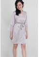 Lace Trimmed Satin Robe in Smoke