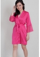 Lace Trimmed Satin Robe in Fuchsia