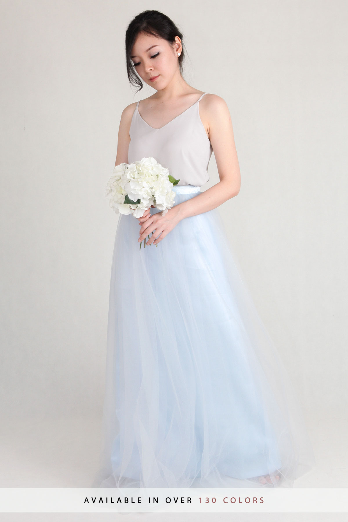 blue tulle maxi skirt