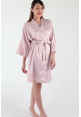 Ari Eyelash Lace Satin Robe in Powder Pink