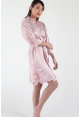 Ari Eyelash Lace Satin Robe in Powder Pink