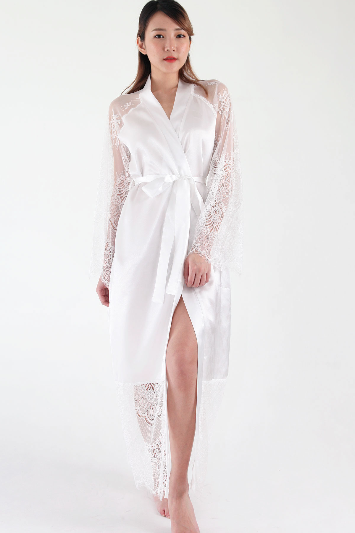 Hanna Eyelash Lace Bridal Robe