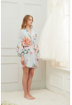 Petra Floral Ruffle Robe in Dusty Blue
