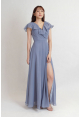 Tara Ruffle Sleeves Slit Chiffon Dress