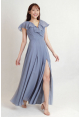 Tara Ruffle Sleeves Slit Chiffon Dress