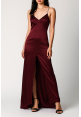 Brooke V Satin Slit Dress
