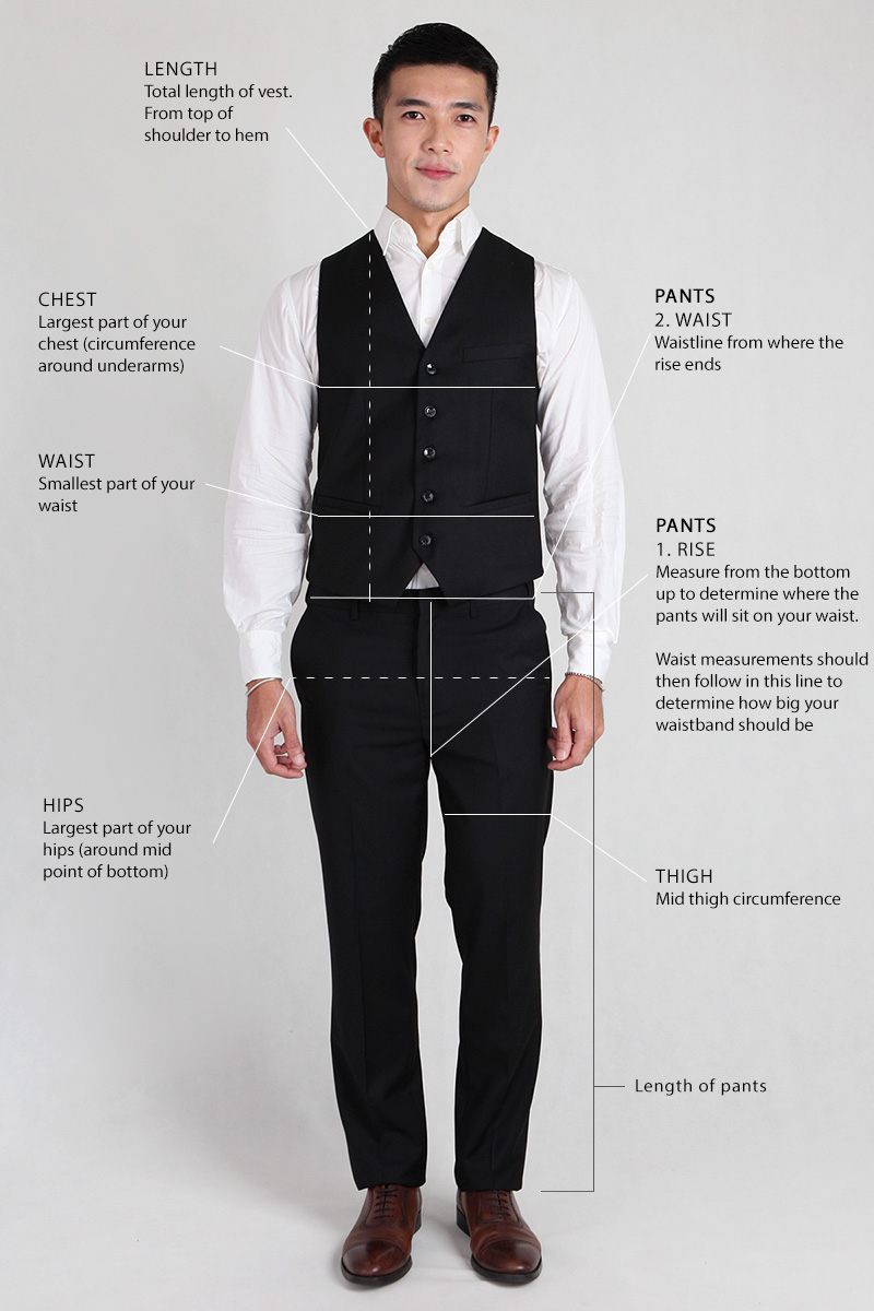 Groomsmen Sizing guide